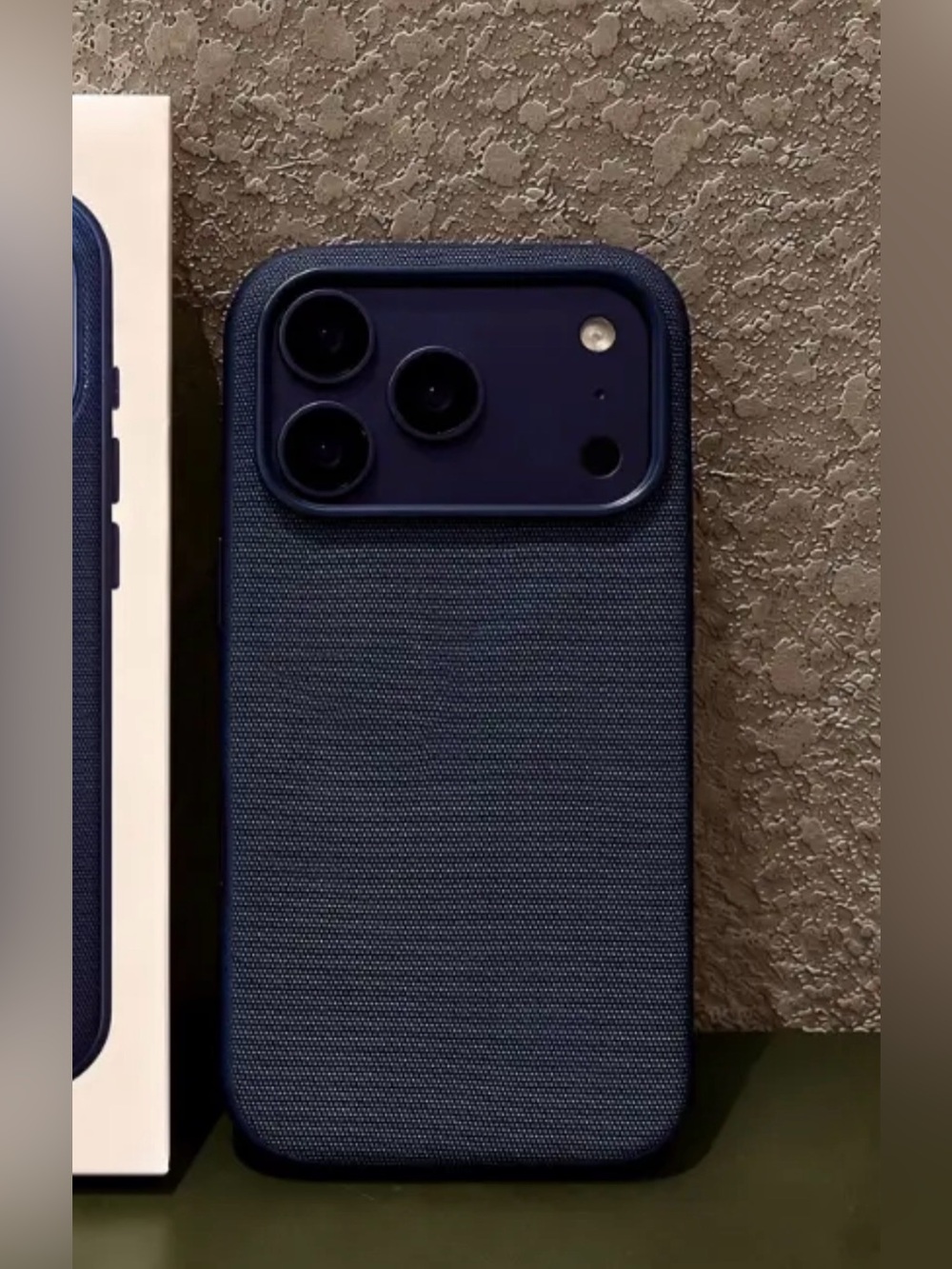 iPhone 17 and 18 Pro Max Navy Blue Fabric Texture Phone Case + Screen Protector